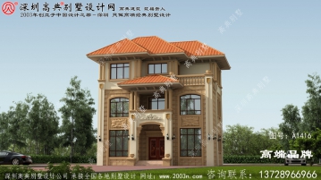 别墅三层自建房设计图纸，外观造型奢华大气
