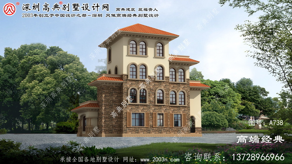 余姚市三层半别墅效果图图纸	 	