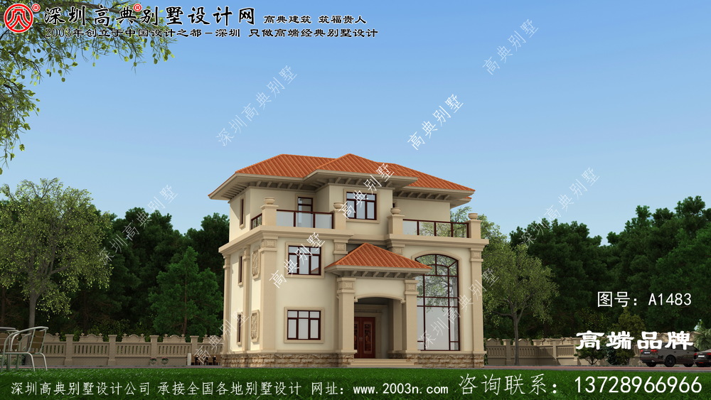 豪华欧式别墅三层民宅设计户型图