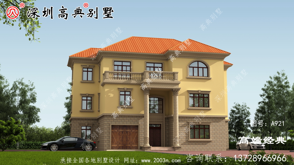 带车库的农村住宅建设照片,农村住宅车库必须有,实用又大气。