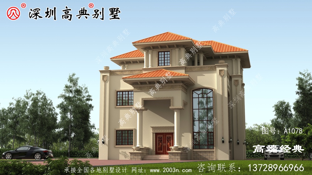 乡村三层小别墅图片,户型外观看起来合理。