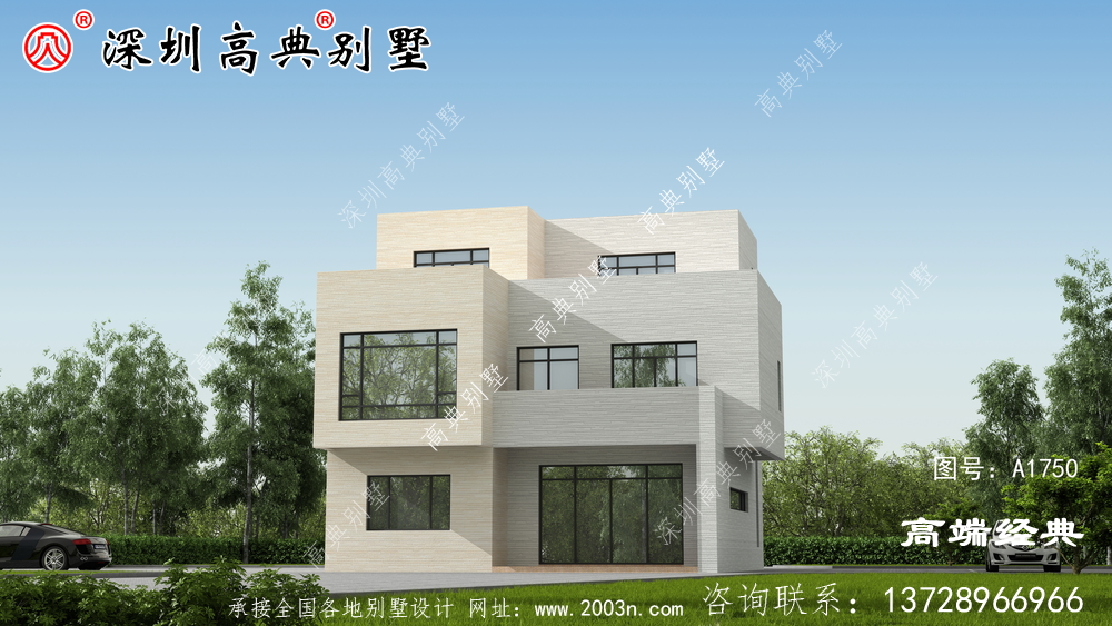 三层楼有露台建筑外观图,这样的房子真让人心动,赶紧收起来盖一栋。