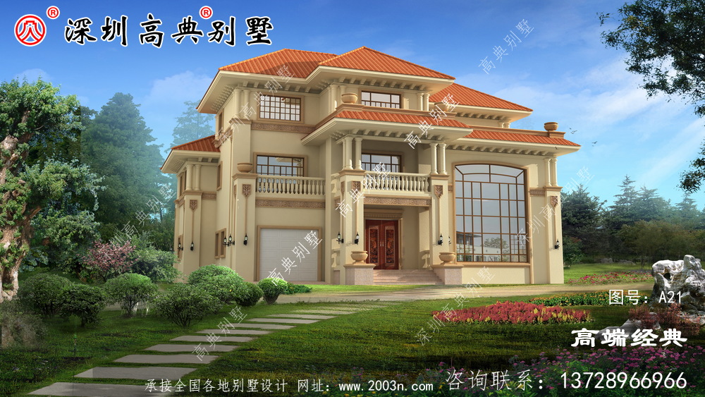 乡村三层别墅带阳台露台设计,给您不同的居住体验。