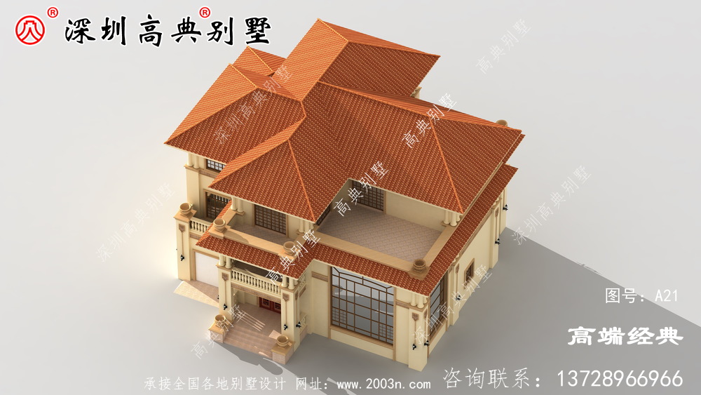 乡村三层别墅带阳台露台设计,给您不同的居住体验。