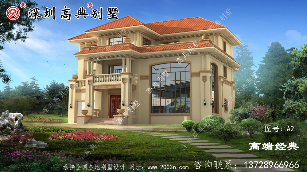 乡村三层别墅带阳台露台设计,给您不同的居住体验。