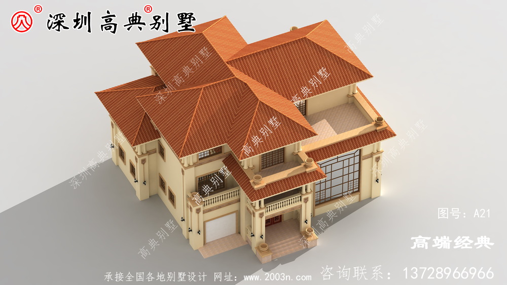 乡村三层别墅带阳台露台设计,给您不同的居住体验。