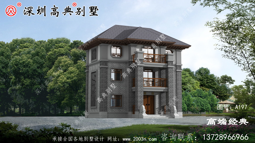 乡村三层大气别墅图片,建这样的房子,出去肯定有面子。