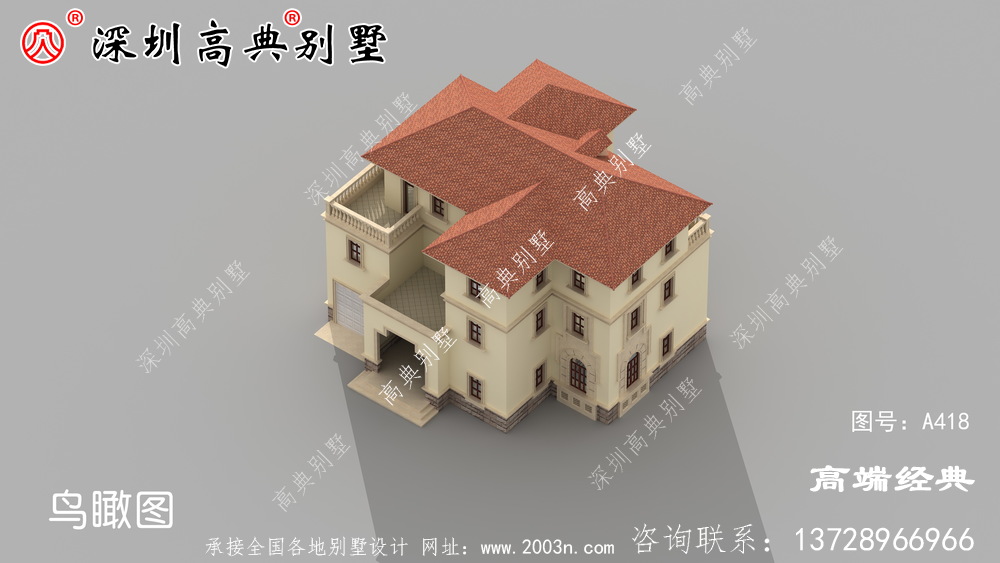 三层简欧别墅户型图露台空间大,晾晒方便