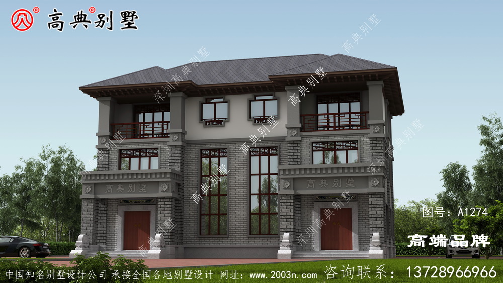 中式双拼别墅外观简单优雅 ,室内布局功能齐全
