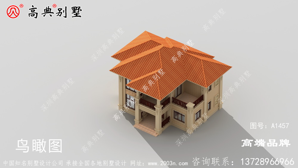 简欧两层别墅橘色屋顶增添亮点