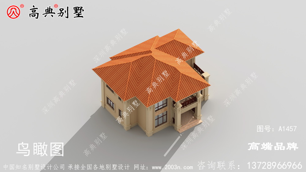 简欧两层别墅橘色屋顶增添亮点