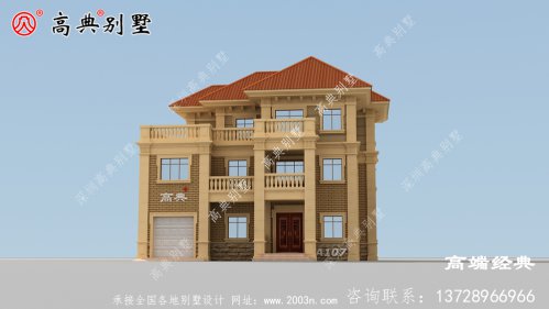 外观温馨多窗多柱设计
